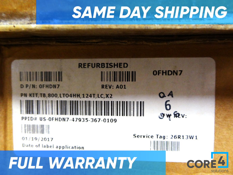 DELL FHDN7 TAPE AUTO LOADER KIT, TB, 800, LTO4HH, 124T, LC, X2