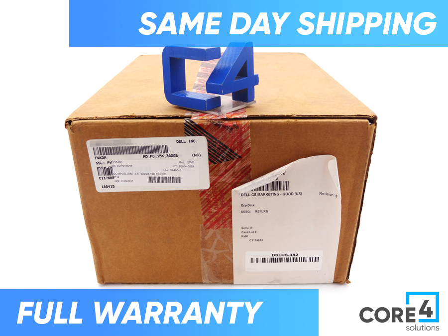 DELL FWK3M COMPLELLENT 3.5' 300GB 15K FC HDD *New* 