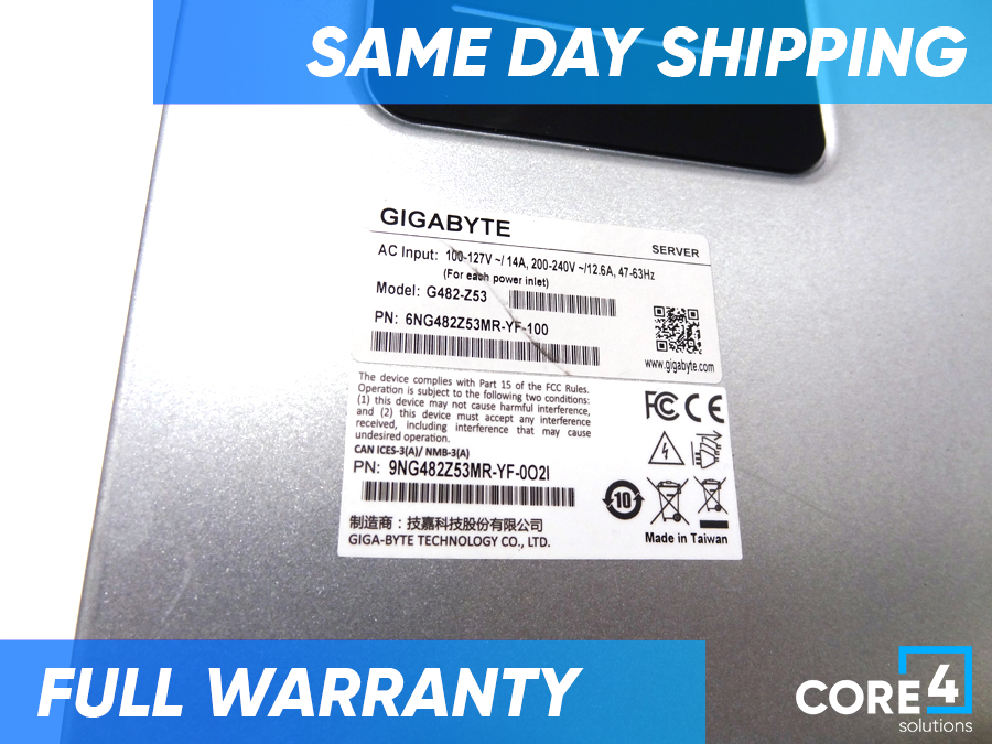 GIGABYTE G482-Z53 4UGEN4 GPU SERVER w / 2x EPYC 7742, 16x 16GB 3200, 1x CX556A, 4x AMD MI100 GPU, 1x GPU BRIDGE, 3x Power Supplies