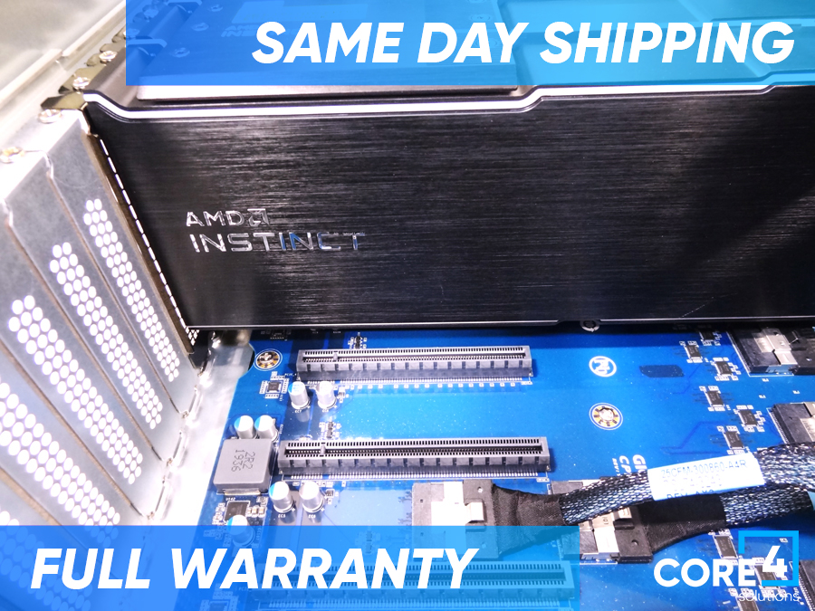 GIGABYTE G482-Z53 4UGEN4 GPU SERVER w / 2x EPYC 7742, 16x 16GB 3200, 1x CX556A, 4x AMD MI100 GPU, 1x GPU BRIDGE, 3x Power Supplies