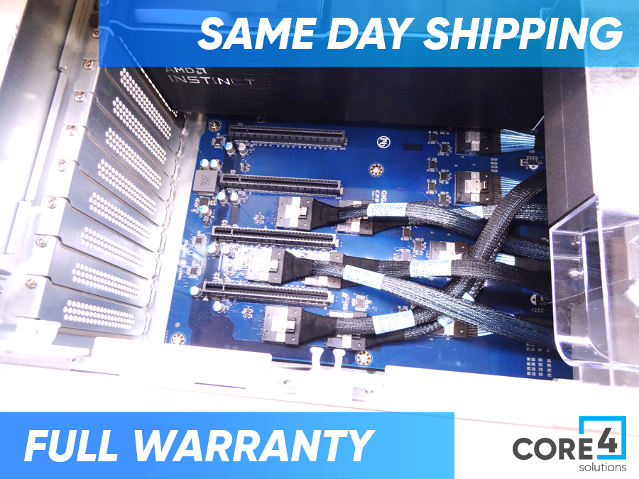 GIGABYTE G482-Z53 4UGEN4 GPU SERVER w / 2x EPYC 7742, 16x 16GB 3200, 1x CX556A, 4x AMD MI100 GPU, 1x GPU BRIDGE, 3x Power Supplies