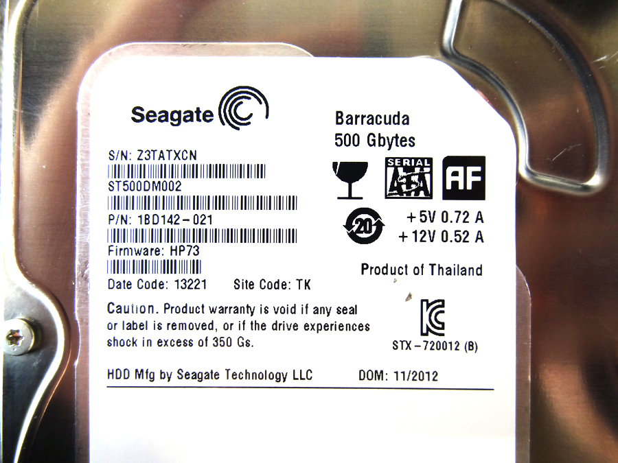 HP 1BD142-021 HDD 500GB 7.2K SATA 3.5in