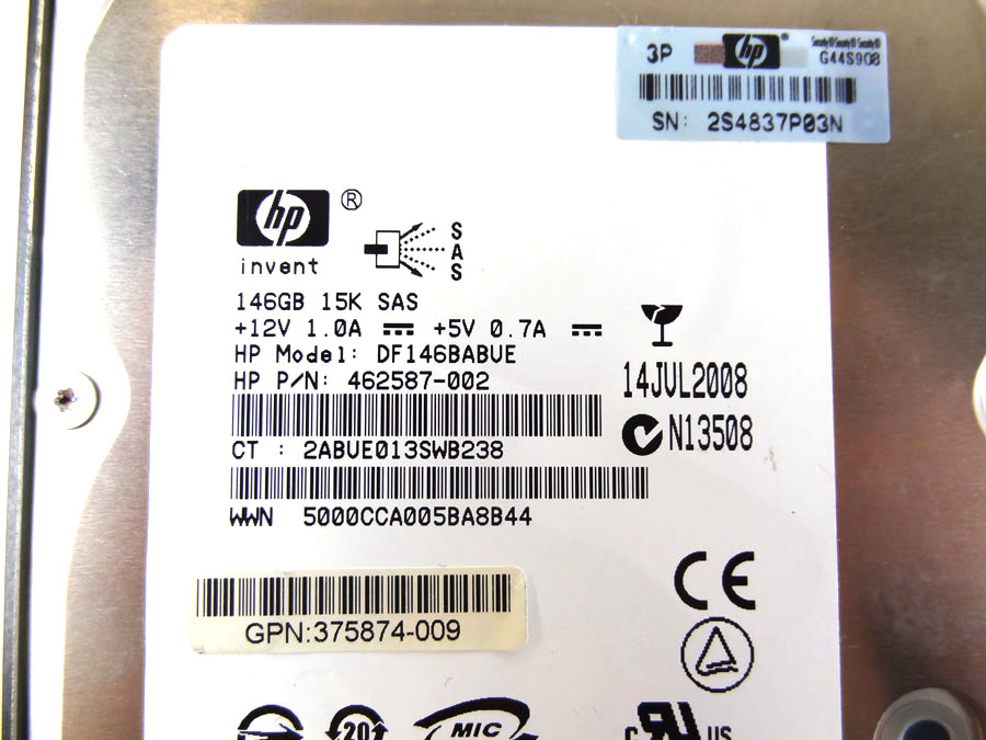 HP 389344-001 146.8GB 15000RPM 3.5INCH SAS HOT PLUG DUAL PORT HARD DRIVE - 384854-B21, 488058-001