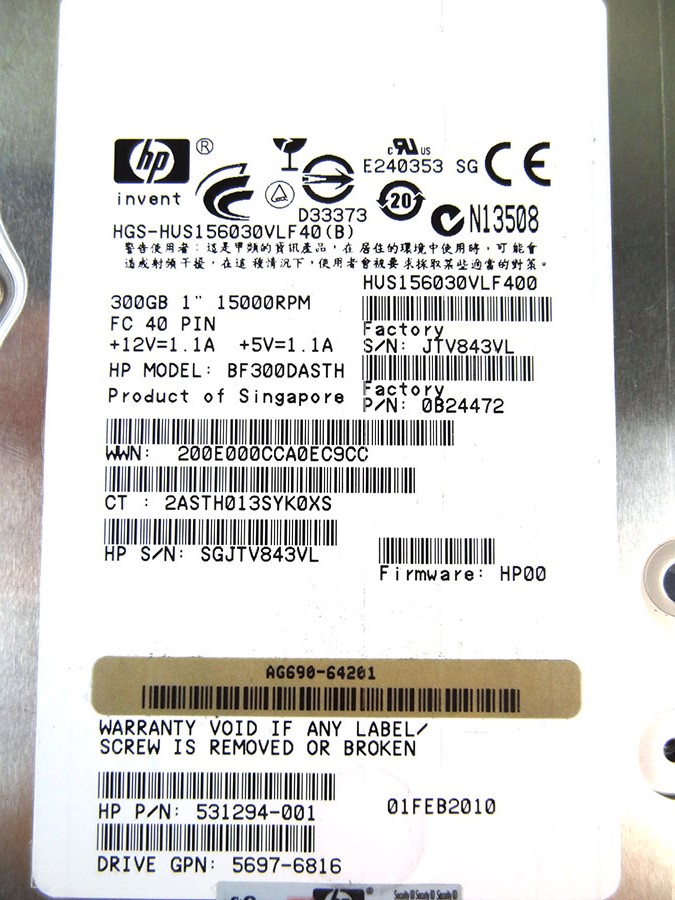 HP 454411-001 300GB FC 15K HARD DRIVE - AG690A, AG690B, 447186-002