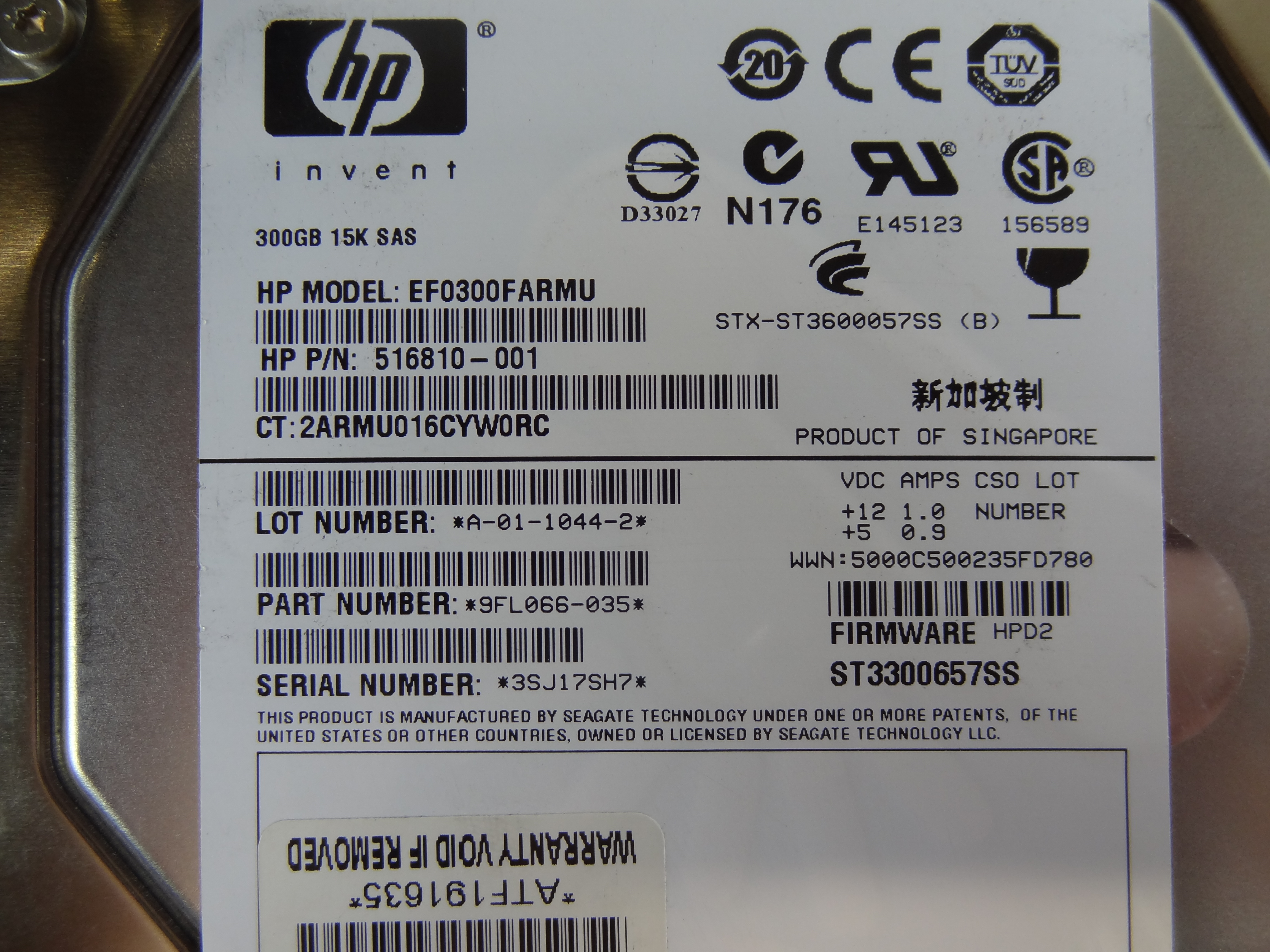 HP 488060-001 300GB 15000RPM 3.5IN SAS HD - 416127-B21, 416248-001