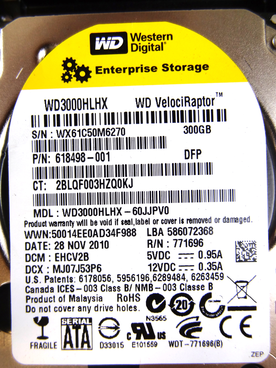 HP 502599-001 300GB 10000RPM SATA-II 2.5INCH (3.5INCH FRAME) HARD DRIVE - FM802AA 