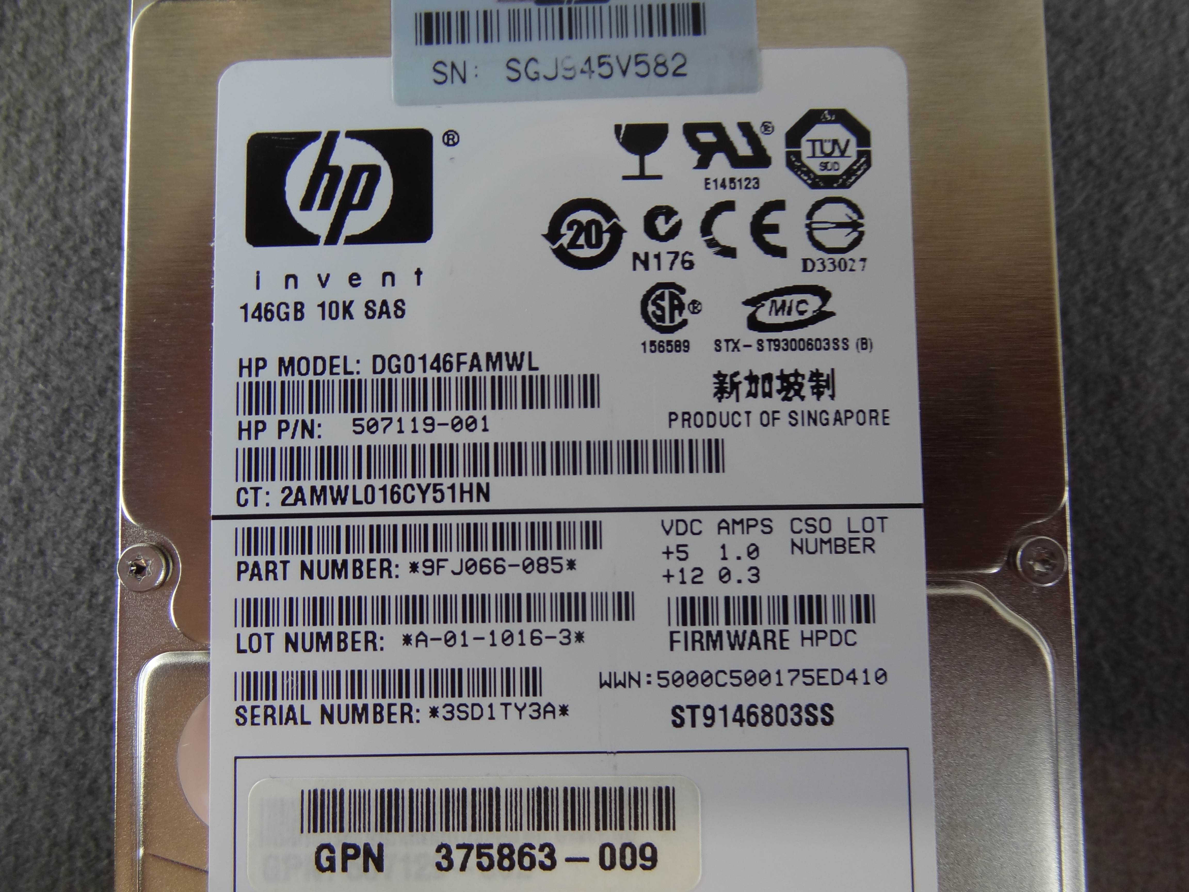 HP 507119-001 146GB 10000RPM SAS 6GBITS 2.5INCH DUAL PORT HD - 418399-001, 418399-001, 418367-B21, 375863-009, 460850-002, 507823-001