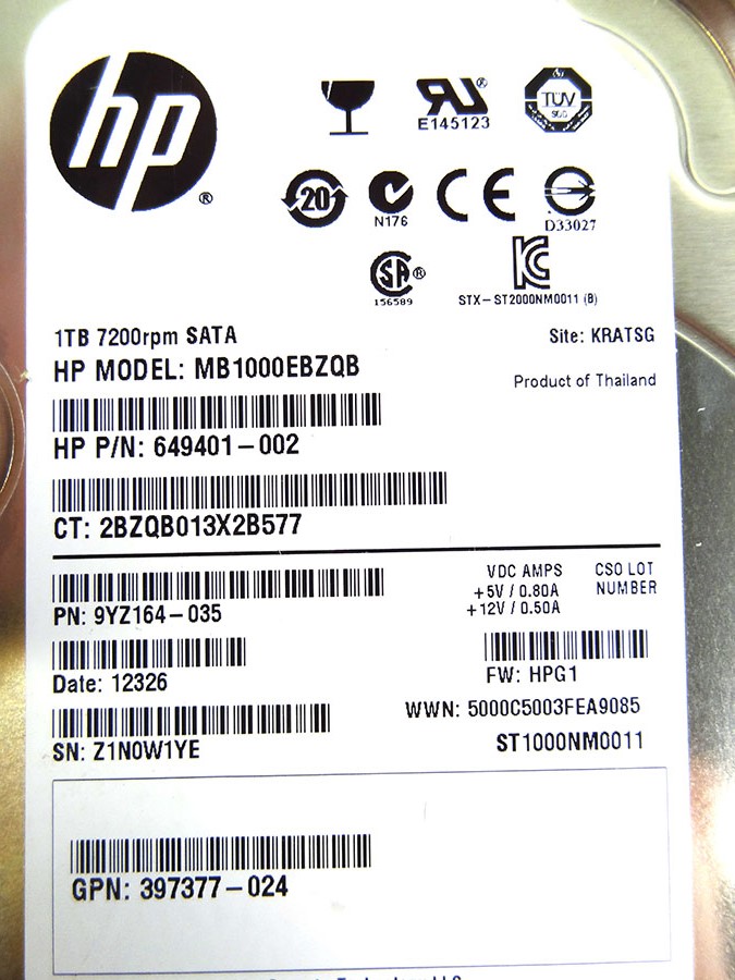 HP 508039-001 1TB 7200RPM 3.5INCH SATA-II MIDLINE HARD DISK DRIVE FOR HP PROLIANT DL160 GENERATION 6 (G6). 