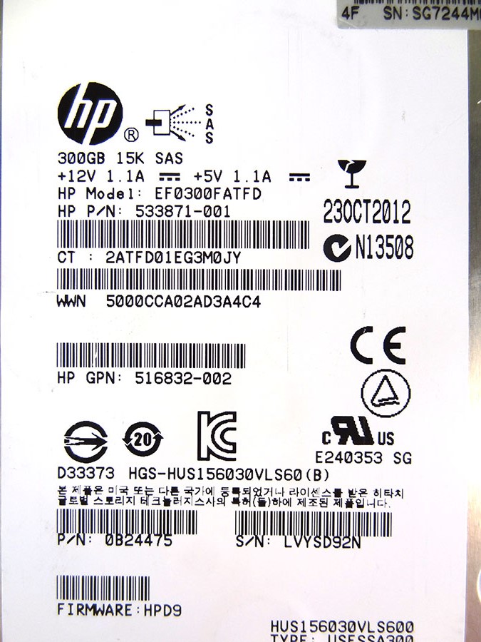 HP 517351-001 300GB 6G 3.5 15K DP LFF NHP HD - 516824-B21