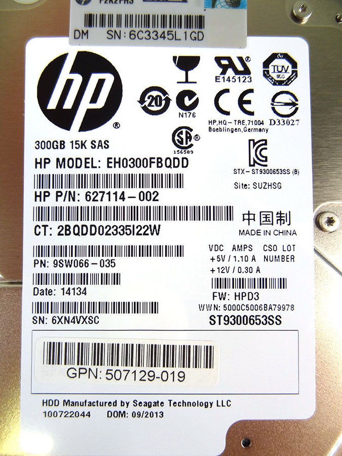 HP 627195-001 HP 300GB 6G SAS 15K 2.5IN DP ENT *New Bulk* - 627117-B21