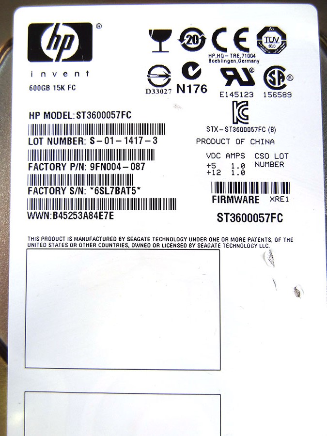 HP 649889-001 3PAR 600GB 4GB FC 15K LFF - 657892-001, QR622A, QR627A 