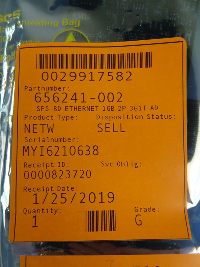 HP 656241-002 1GB 2PORT 361T ETHERNET ADAPTER