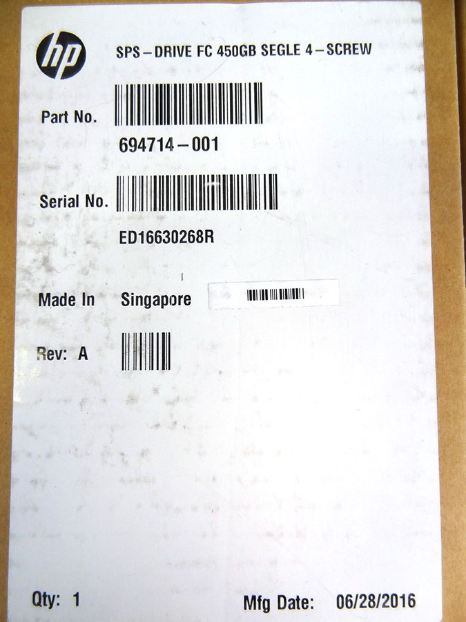 HP 694714-001 3PAR 450GB FC 15K DRIVE *New Sealed* - 640812-001 