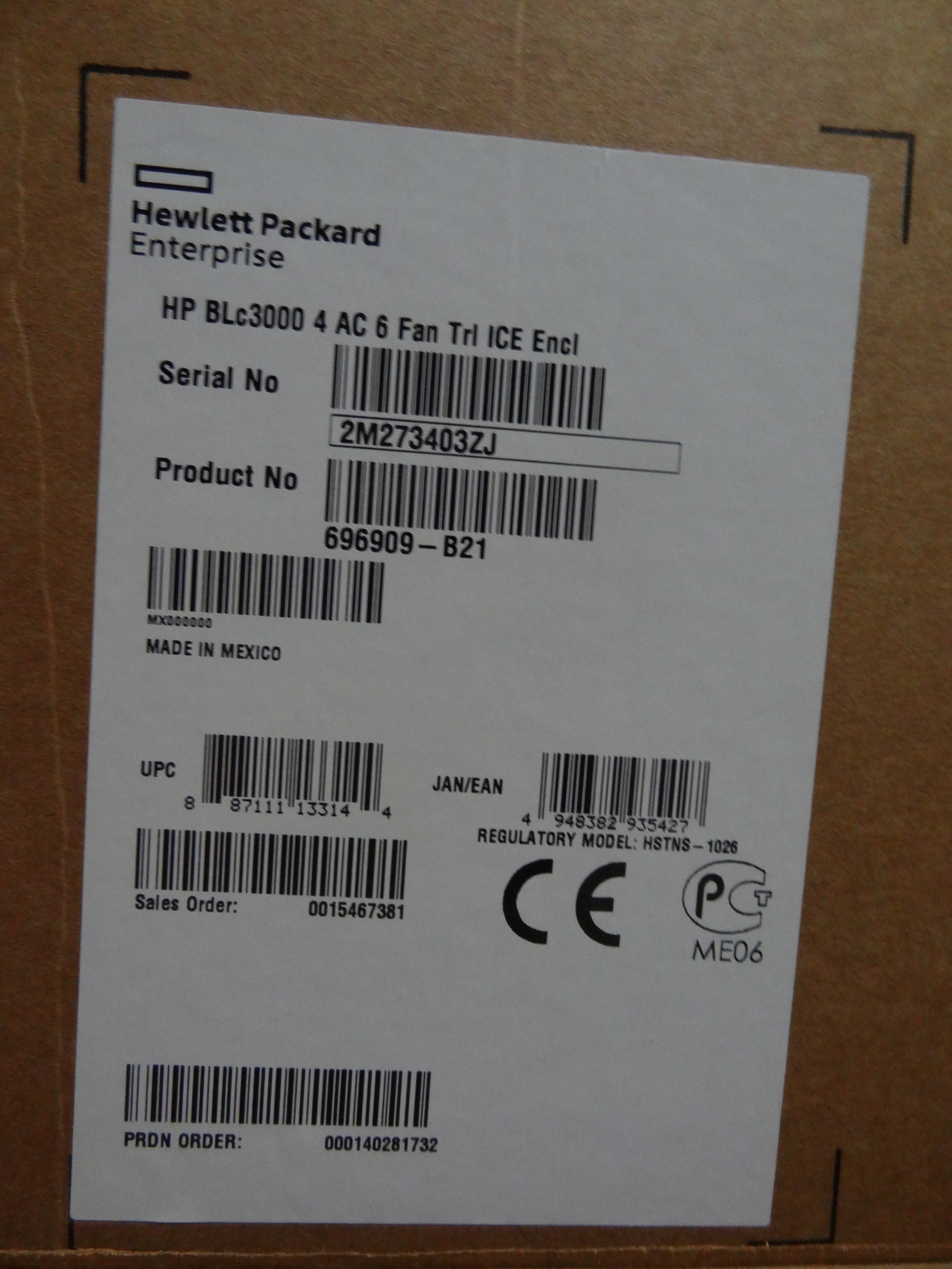 HP 696909-B21 BLC3000 4 AC 6 FAN PLATINUM ENCLOSURE 