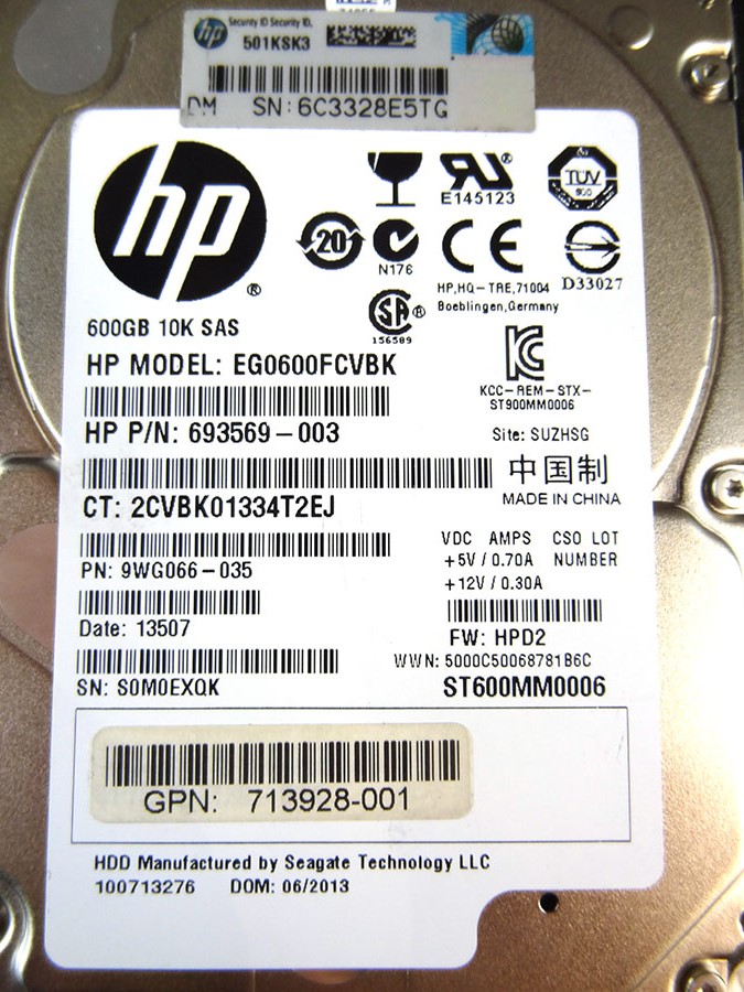 HP 713964-001 600GB SFF 10000RPM SAS 2.5 HD - 652583-B21, 653957-001
