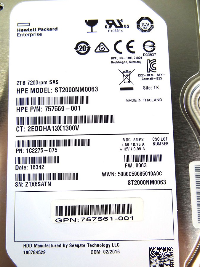 HP 717872-001 MSA 2TB 6G SAS 7.2K LFF ENCR - C8R22A