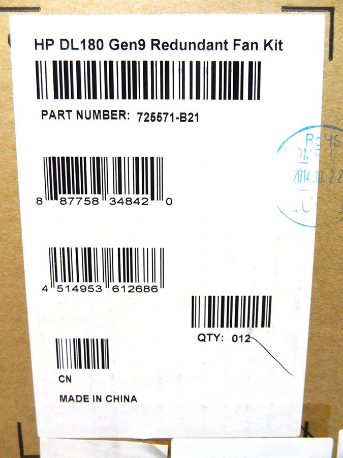 HP 725571-B21 DL180 GEN9 REDUNDANT FAN KIT *New Sealed* - 773483-001 , 779093-001 