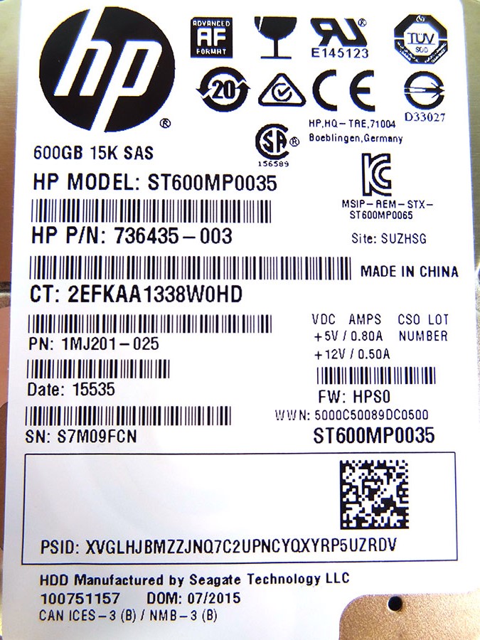 HP 736997-001 600GB SAS 15000 RPM SFF - L5B75AA