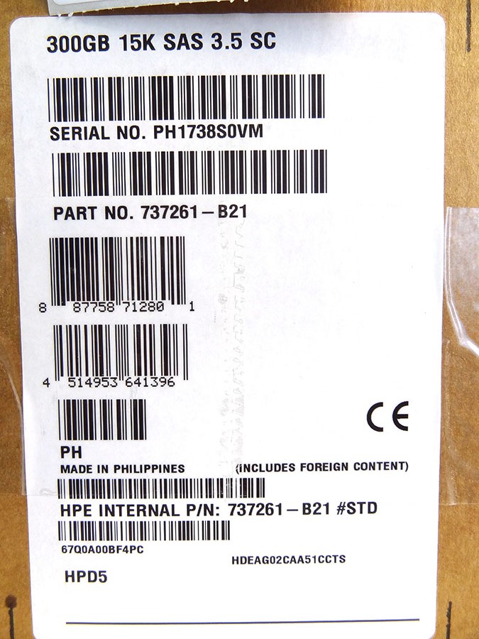 HP 737261-B21 300GB 12G SAS 15000 RPM HD *New Sealed* - 737298-001
