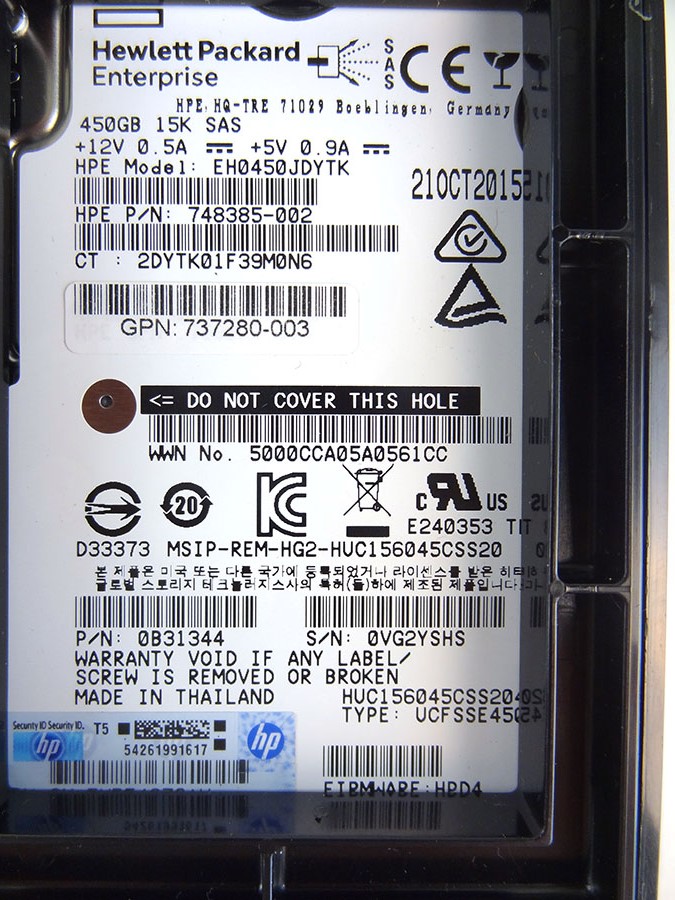 HP 737573-001 450GB 12G SAS 15K RPM LFF - 737394-B21, 748406-001