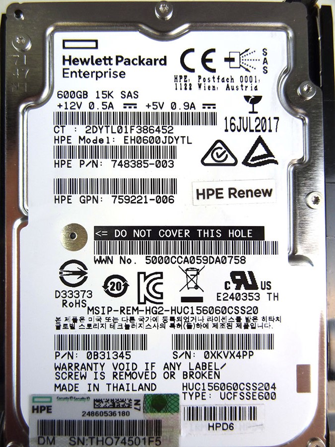 HP 759212-B21 600GB 12G SAS 15K RPM SFF HDD - 759548-001 