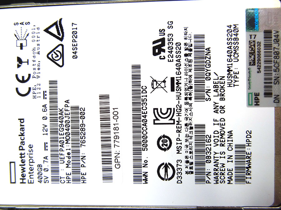 HP 779181-001 400GB 12G SFF SC SAS HARD DRIVE - 779168-B21, 780432-001