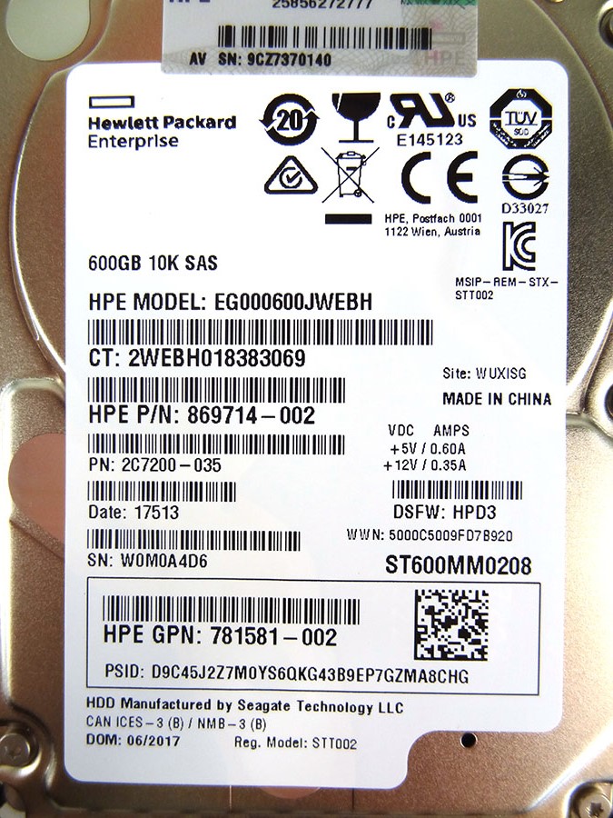 HP 781577-001 600GB 12G SAS 10K 2.5IN SC HDD *New Sealed* - 781516-B21, 781581-002