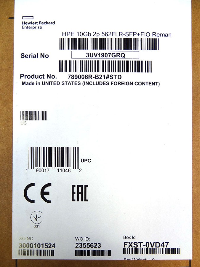 HP 789006-B21 ETHERNET 10GB 2-PORT 562FL - 790317-001, 789004-001, 727054-B21 