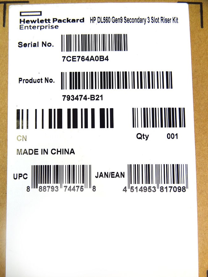 HP 793474-B21 DL560 GEN9 SECONDARY 3 SLOT KIT *New Sealed* - 777283-001