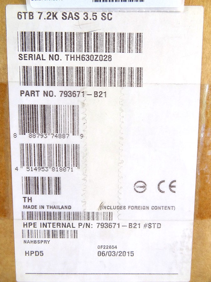 HP 793671-B21 6TB SAS 12G MIDLINE 7.2K LFF *New Sealed* - 793764-001