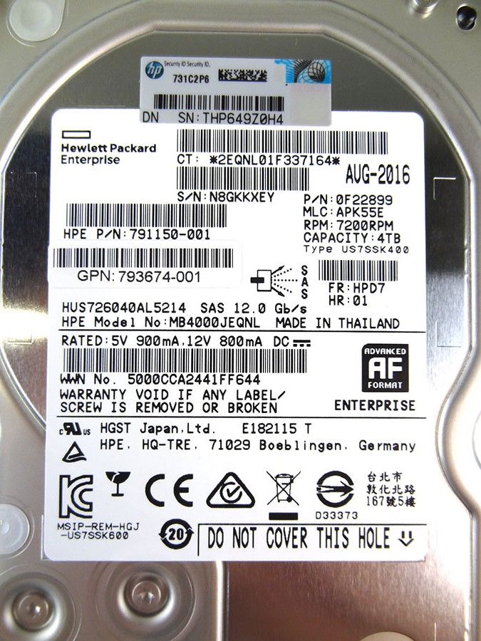 HP 793763-001 4TB SAS 12G 7.2K HARD DRIVE - 793669-B21
