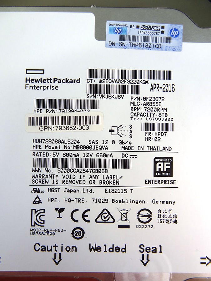 HP 793772-001 8TB SAS 12G MIDLINE 7.2K LFF - 793701-B21 