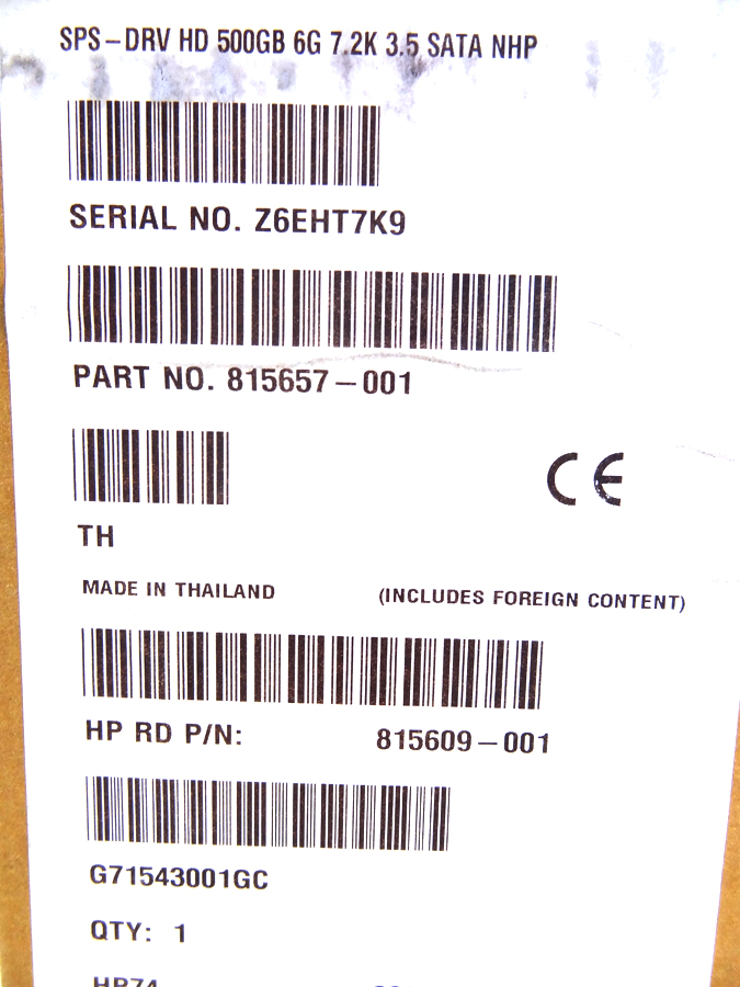 HP 815657-001 500GB SATA 7.2K 6G LFF DRIVE - 815612-B21