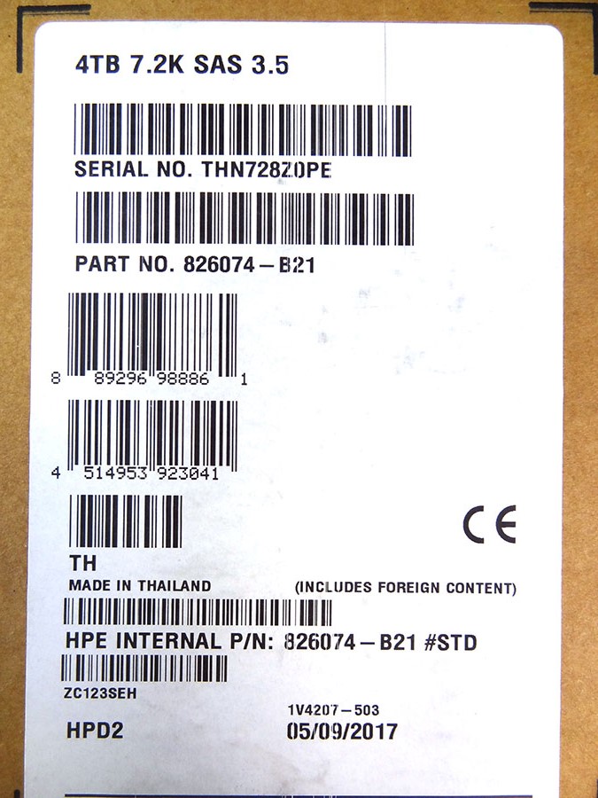 HP 826074-B21 4TB SAS 7.2K 12G LFF MDL DRIVE *New Sealed* - 826550-001