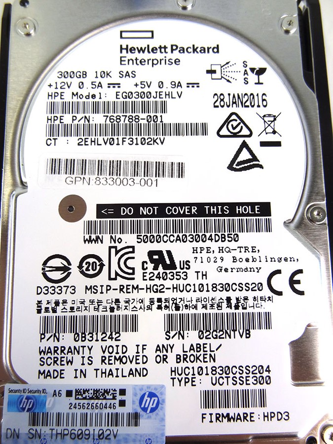 HP 833003-001 300GB 10K 12G SFF SAS DRIVE *New Bulk* - N9X04A, 832969-001