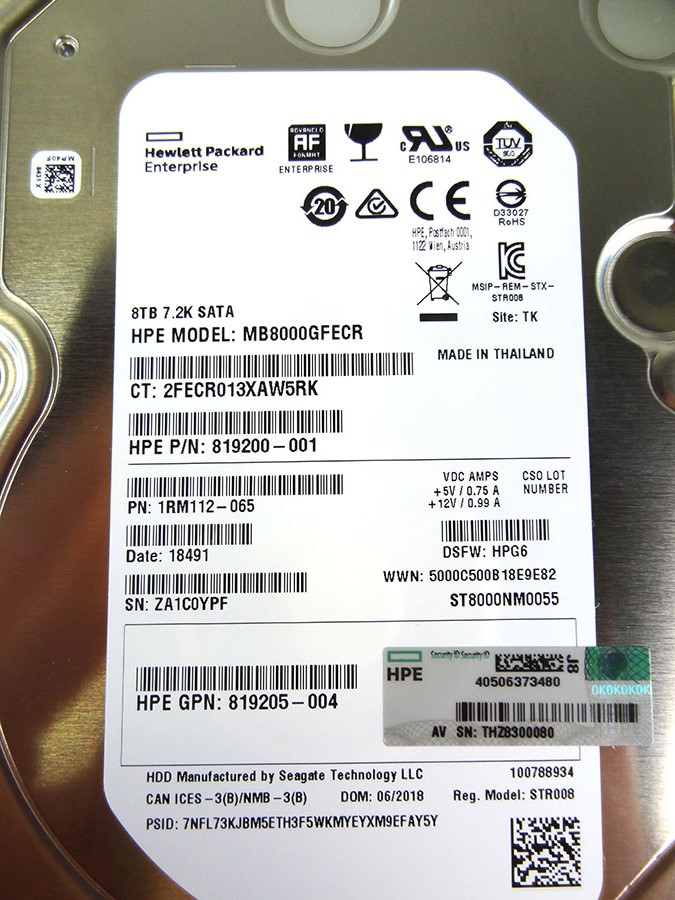 HP 834028-B21 8TB SATA 6G MDL SAS HD - 834131-001