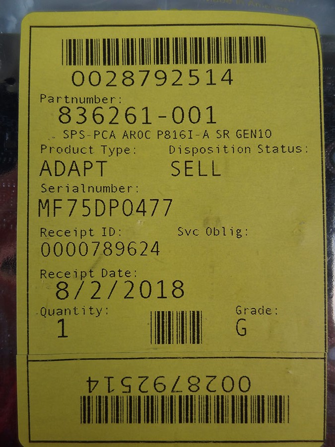 HP 836261-001 SMART ARRAY P816I-A SR G10 - 804338-B21