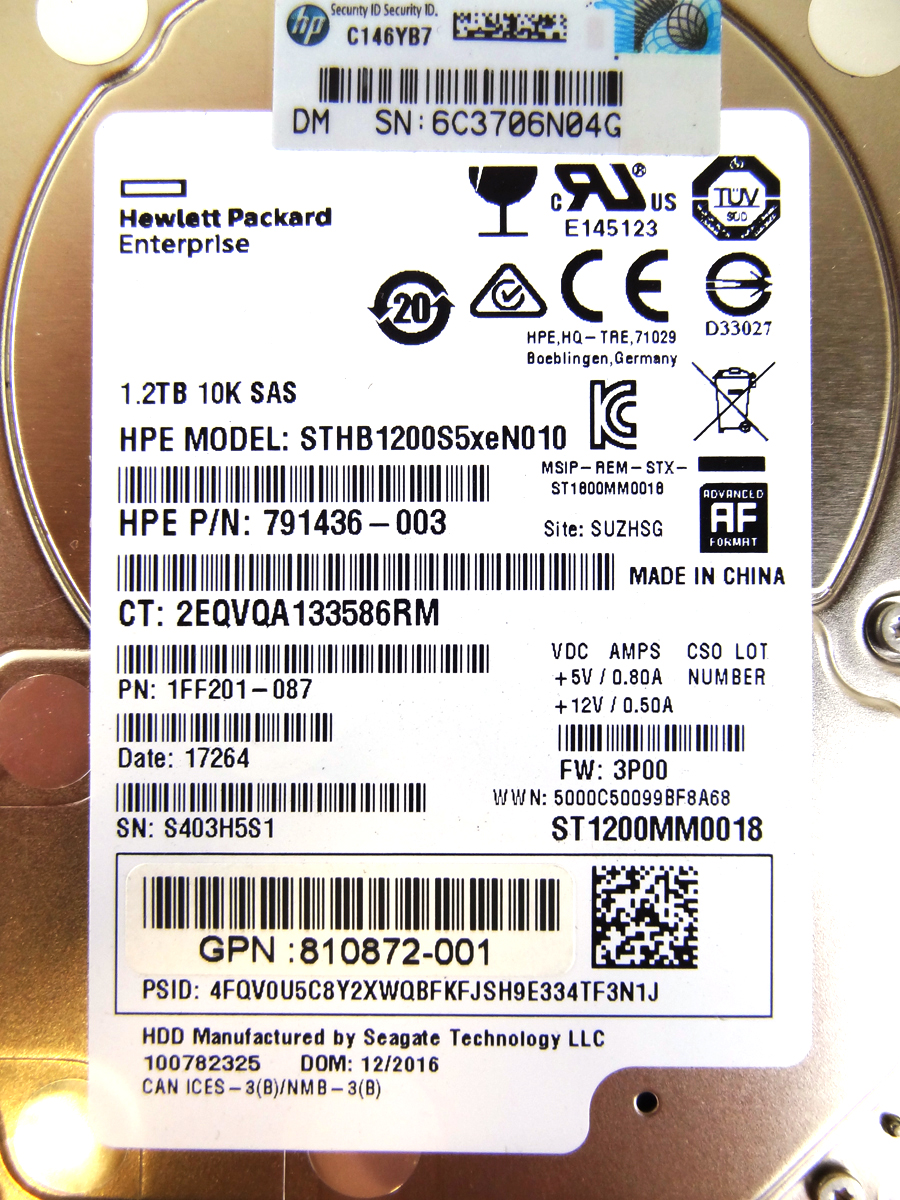 HP 840459-001 3PAR 1.2TB 10K 12GB 2.5INCH HDD - K2P93A, K2P93B