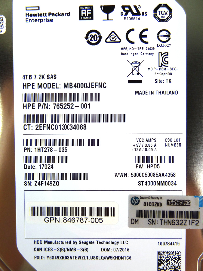 HP 847035-001 4TB 7.2K SAS 12G LFF DISK DRIVE *New Bulk* - 846996-B21