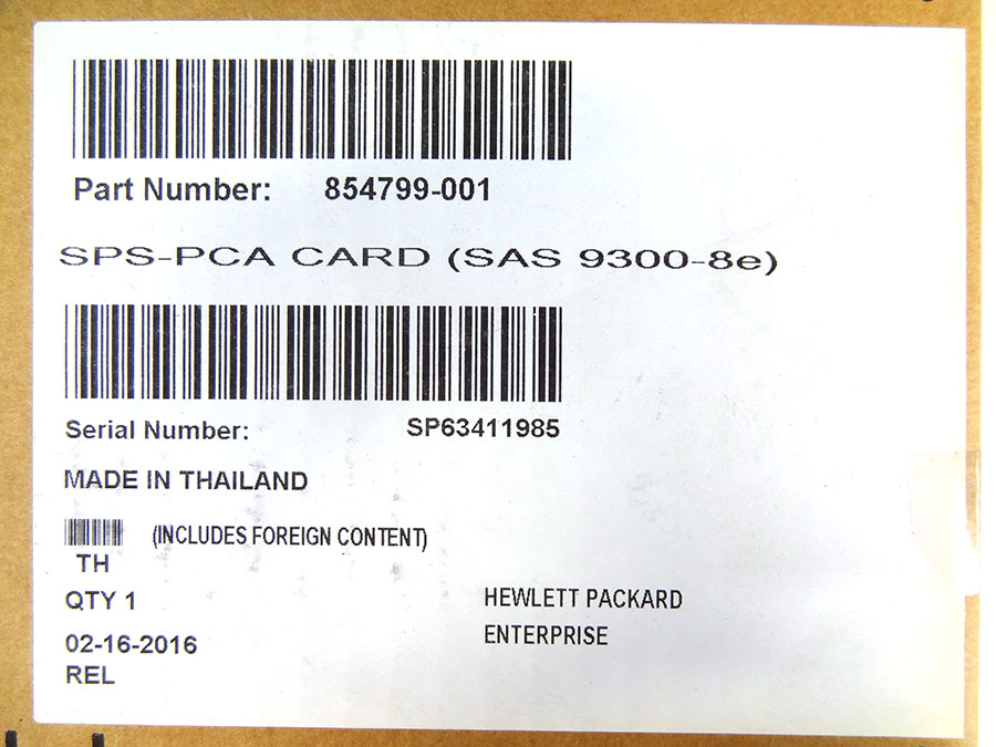 HP 854799-001 PCA CARD (SAS 9300-8E) *New Sealed Spare*