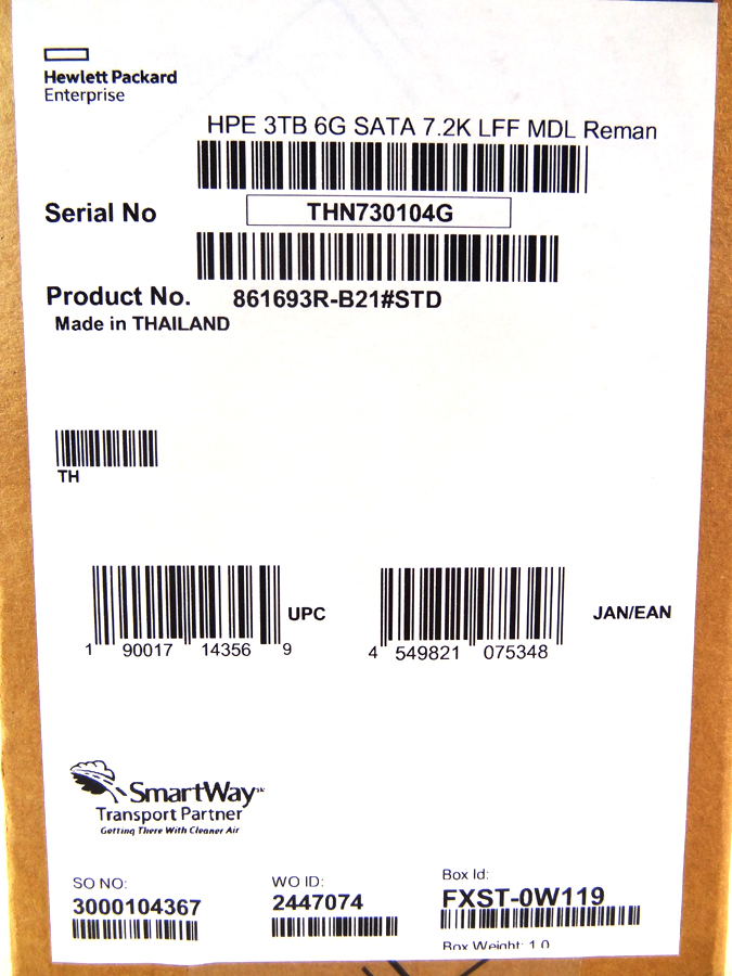 HP 861693-B21 3TB 7.2K SATA LFF SC DRIVE - 862129-001 