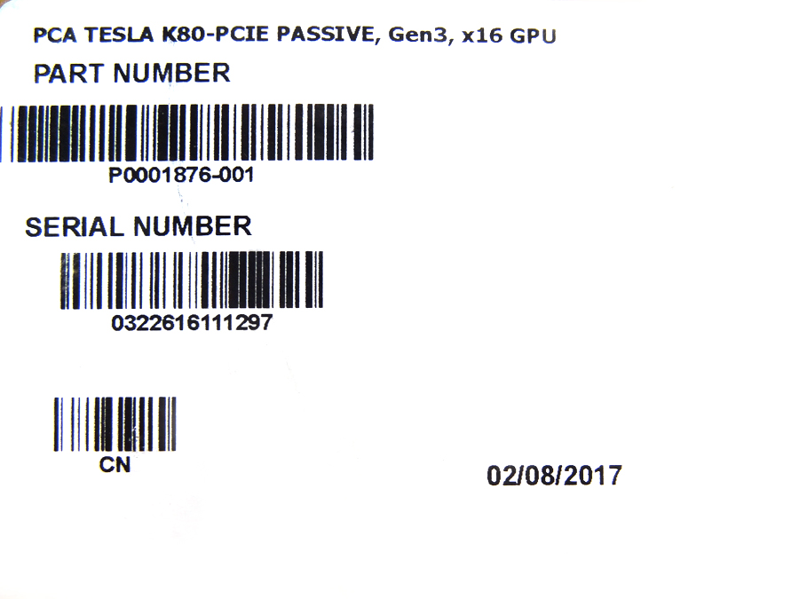 HP 871478-901 SPSPCA DUAL NVIDIA TESLA K80 GPU