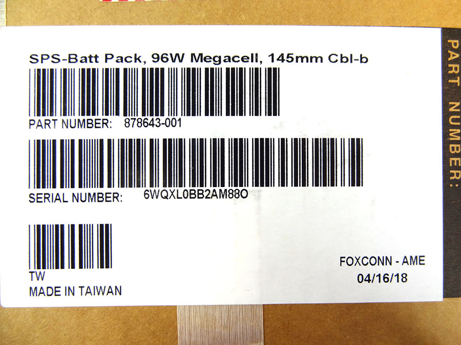 HP 878643-001 96W SMART STORAGE BATTERY - 727260-002, 871264-001, 875241-B21, P01366-B21 