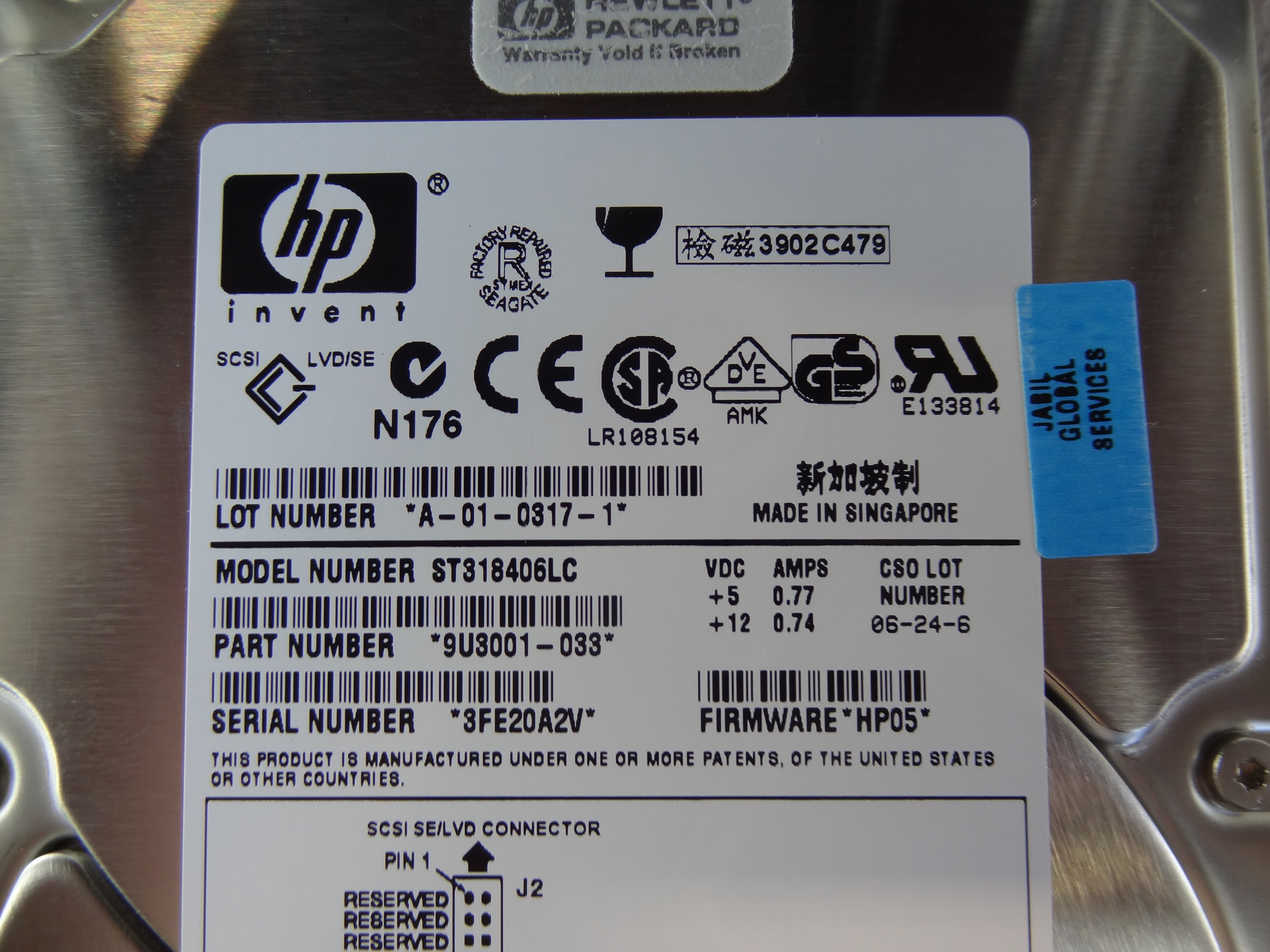 HP A6739-69002 18GB 10000RPM ULTRA-160 SCSI 80PIN 3.5INCH HARD DRIVE - A6739A 