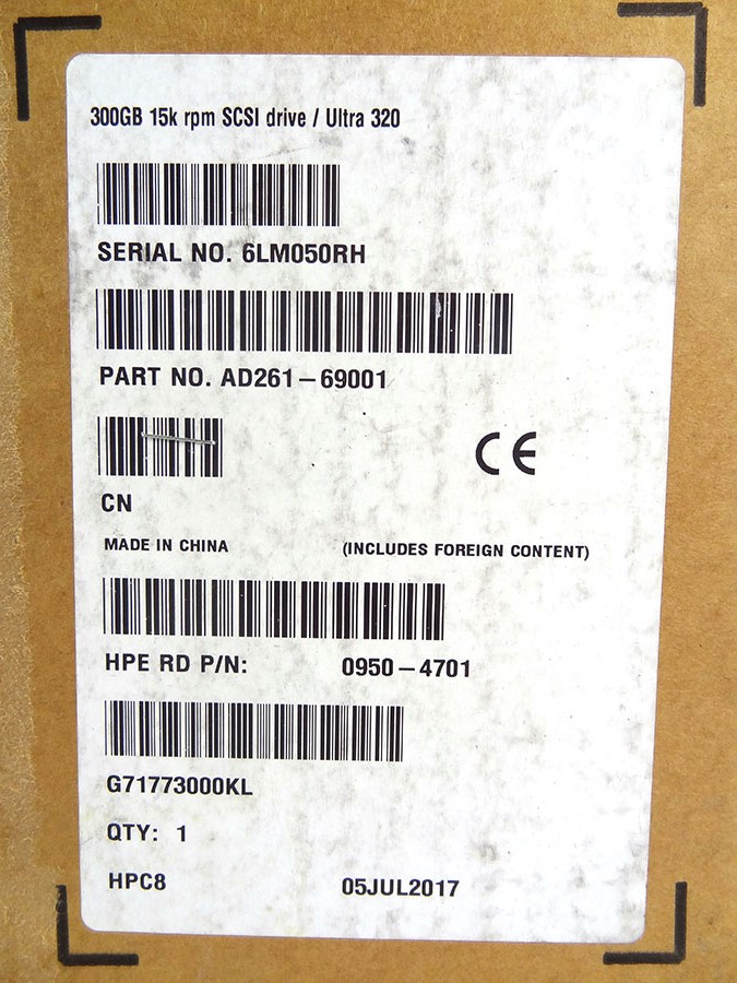 HP AD261A 300GB 15K ULTRA320 HD *New Sealed* - AG492A