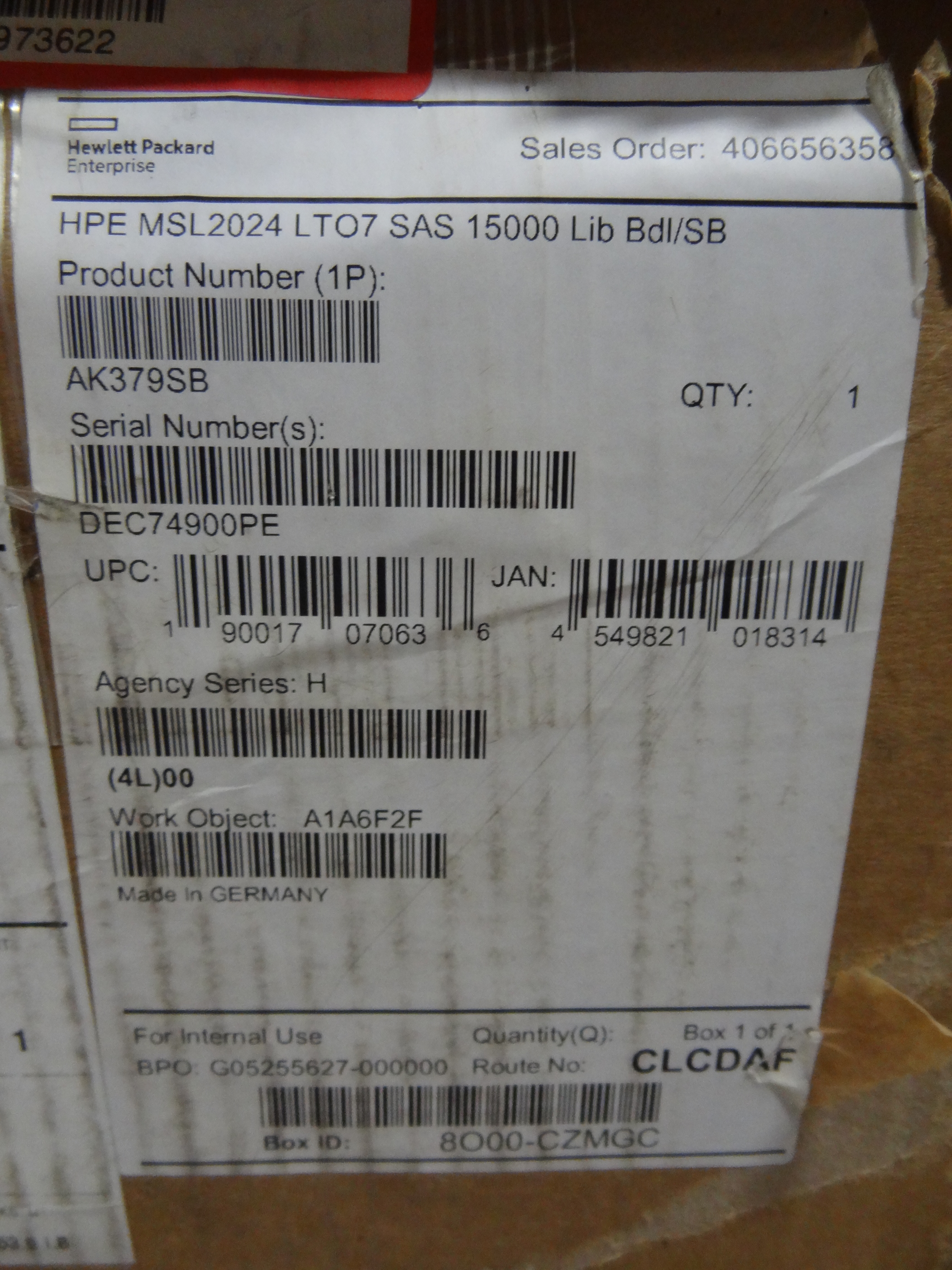 HP AK379SB MSL2024 LTO-7 15000 SAS LIBRARY 