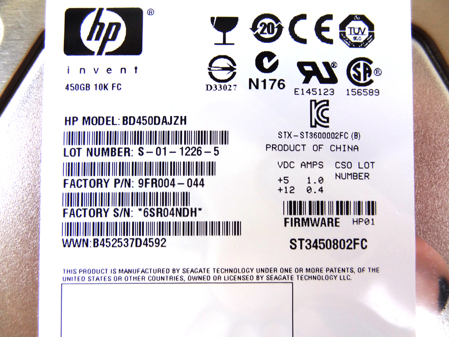 HP AP729A STORAGEWORKS EVA 450GB 10000RPM HOT SWAP FIBRE CHANNEL HARD DRIVE - 518734-001, 518736-001