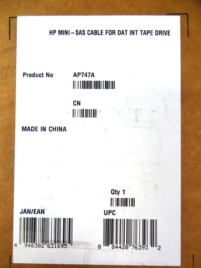 HP AP747A MINI-SAS CABLE FOR DAT INT TAPE *New Sealed* - 519768-001