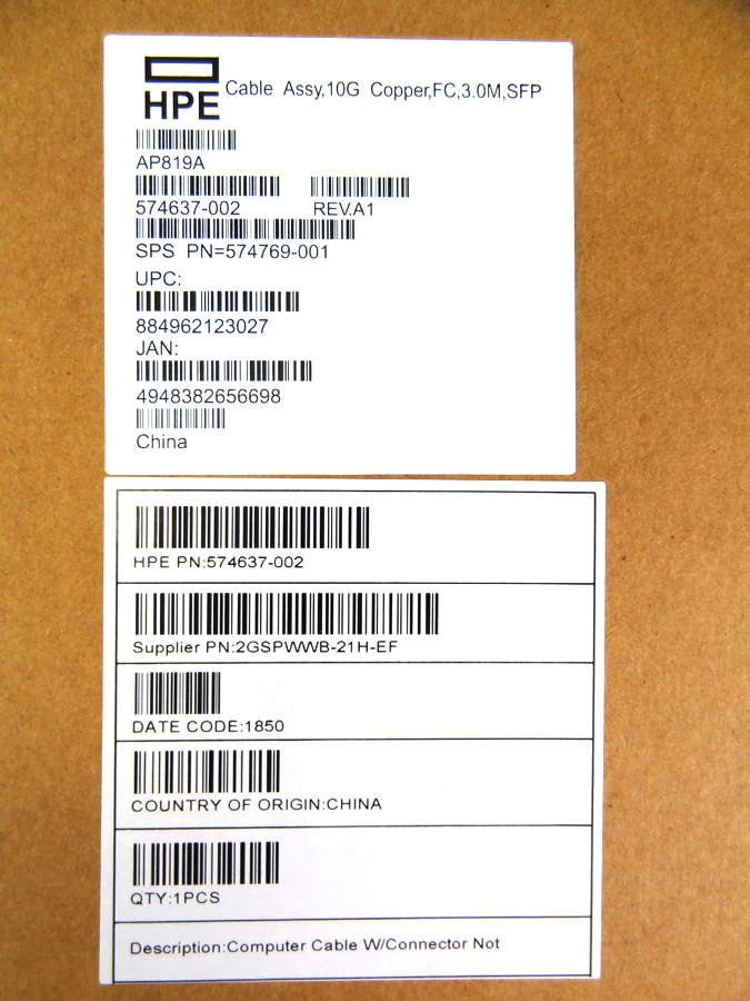 HP AP819A B-SERIES SFP+ TO SFP+ 3M CABLE *New Bulk* - 574769-001, 574637-002