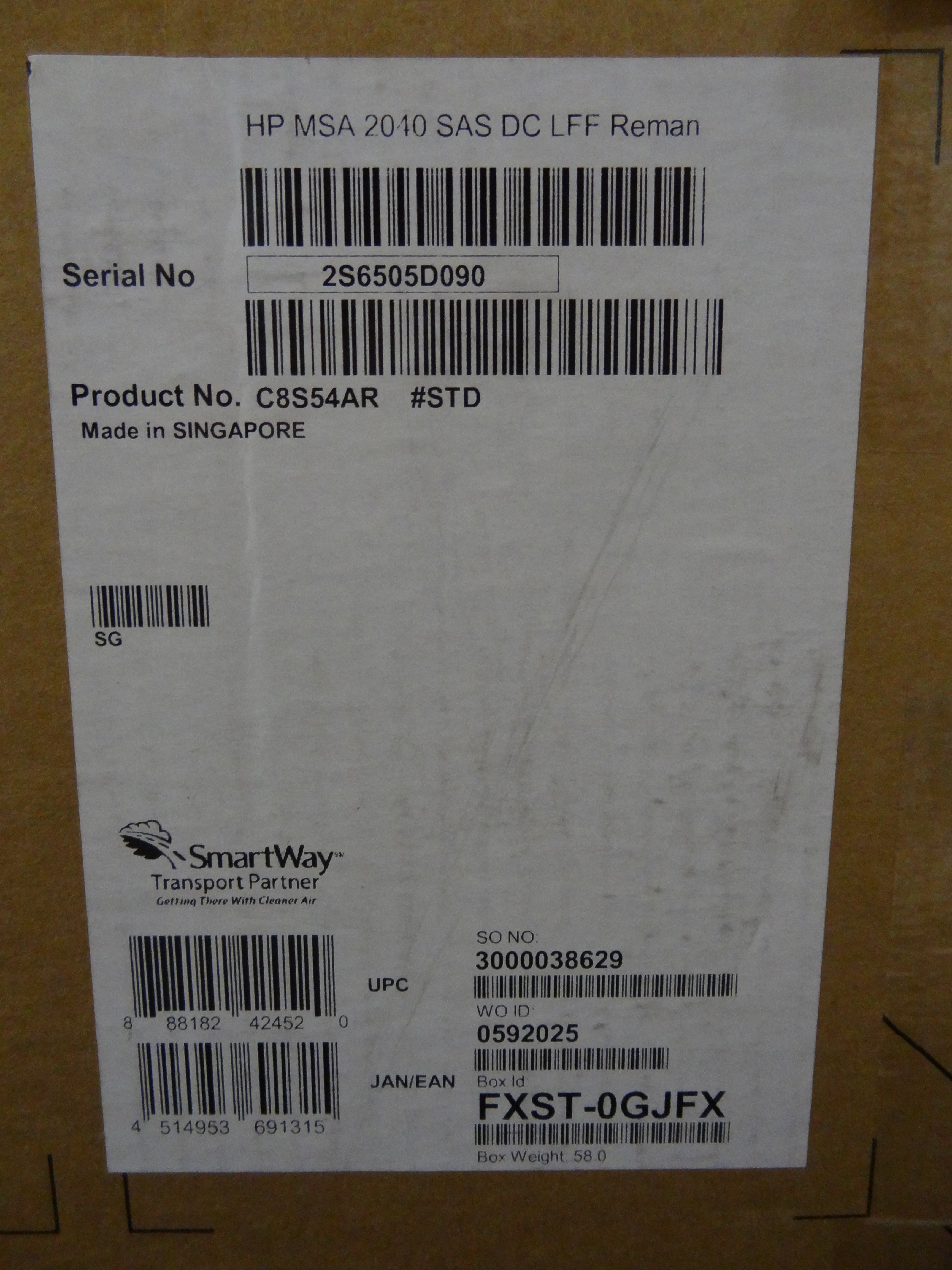 HP C8S54A MSA 2040 SAS DC LFF STORAGE ENCLOSURE - SEALED HP RENEW
